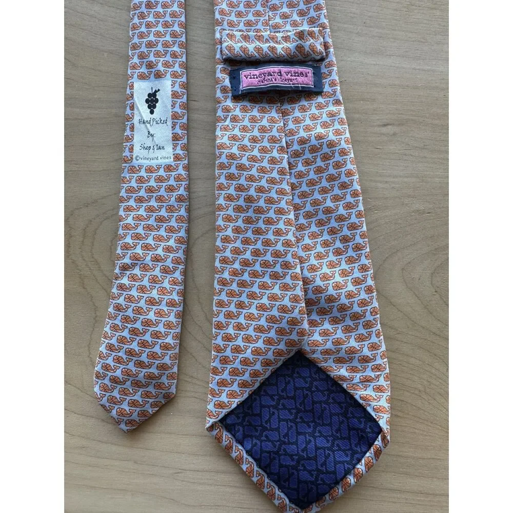 Vineyard Vines Basketball Whale Silk Tie Blue Orange Shep Ian Preppy College